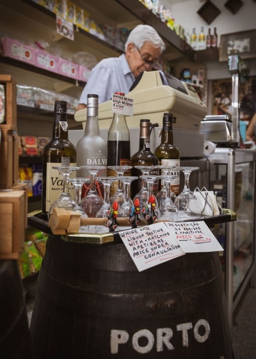Portuguese wines and liqueurs, including the ubiquitous Port Mercearia do Galo grocery in Porto